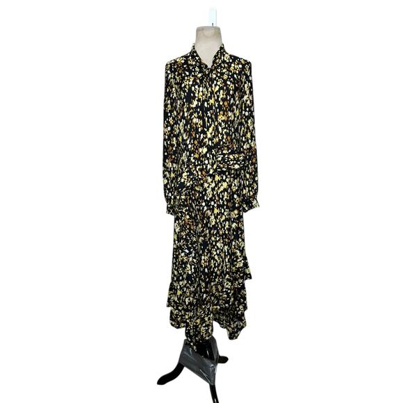 & Other Stories black yellow long sleeves ruffle asymmetrical midi dress size 2 - Picture 13 of 16